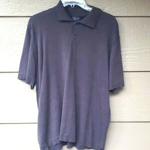 Toscano Polo Shirt Knit Short Sleeve Made in Italy Dark Gray Black Large